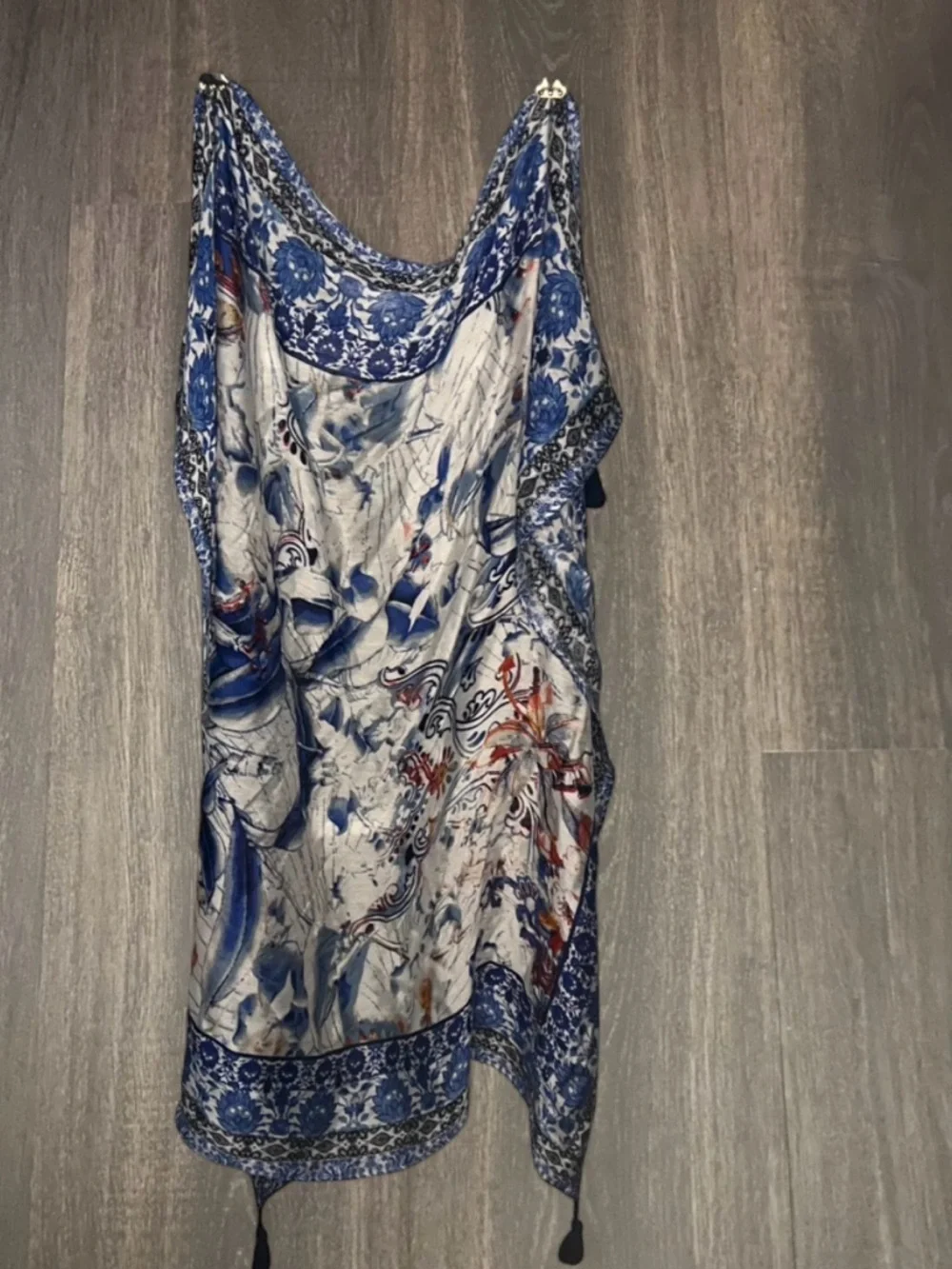 Blue Floral Boho Scarf Wrap Shawl Lightweight‎ OS